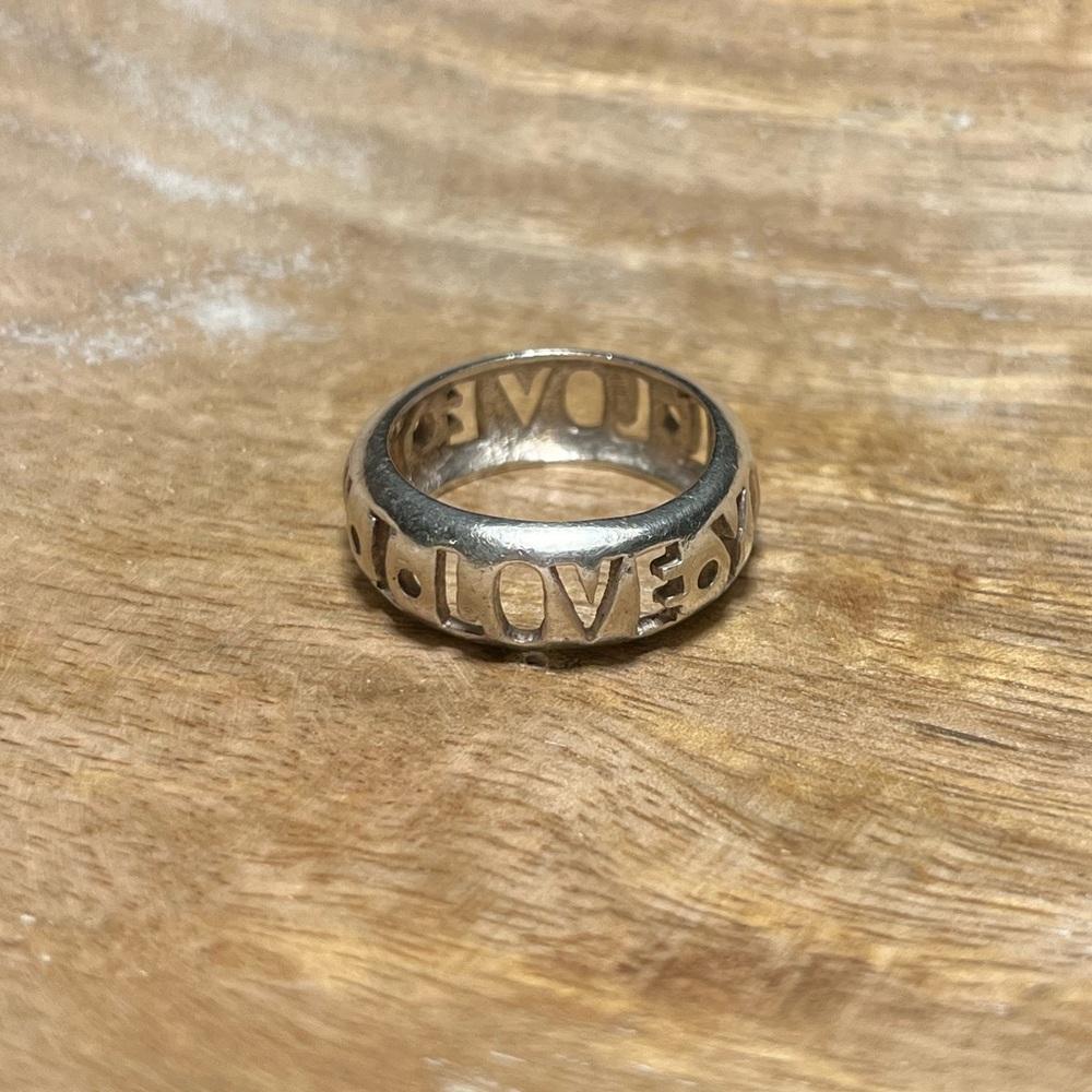 “I Love You” Cutout Letters 925 Sterling Silver Band Ring - Picture 1 of 9